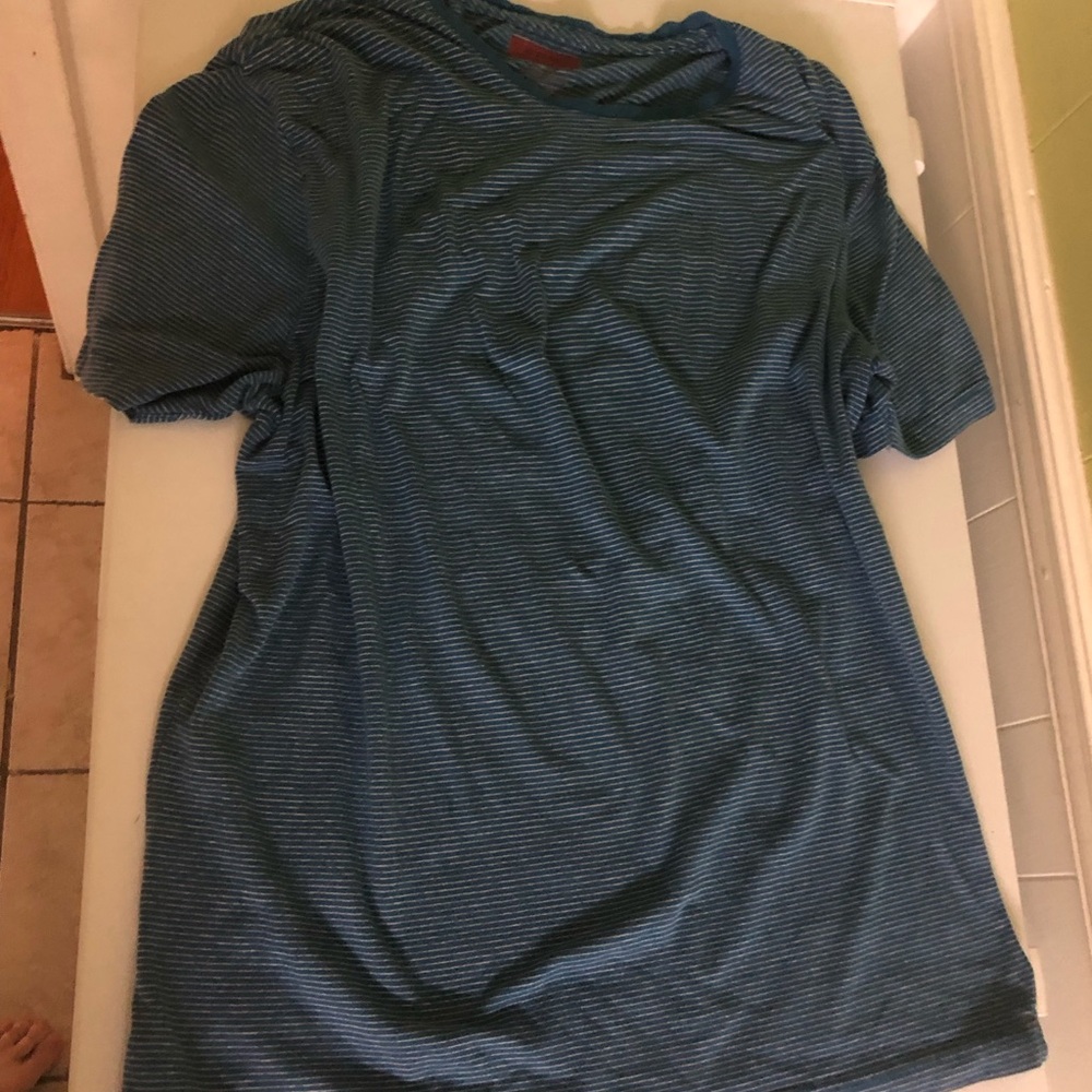 Alfani Men's Striped Crewneck T-Shirt Blue White Size Large Stretch